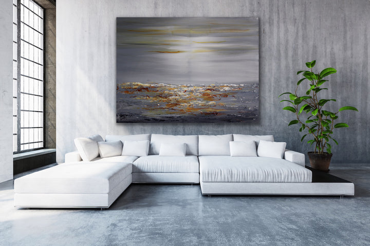 Crystal lake - Custom Art - Coastal art, seascape painting, Abstract painting, Minimalist Art, Framed painting, Wall Art, Modern Wall Decor, Large painting, Local Artist