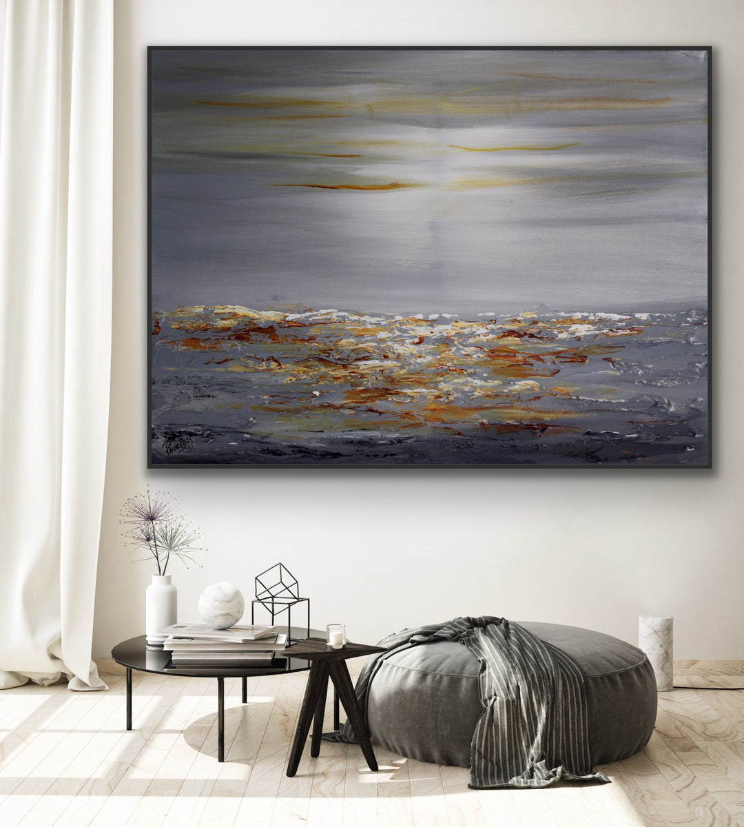 Crystal lake  - Coastal art, seascape painting, Abstract painting, Minimalist Art, Framed painting, Wall Art, Modern Wall Decor, Large painting, Local Artist