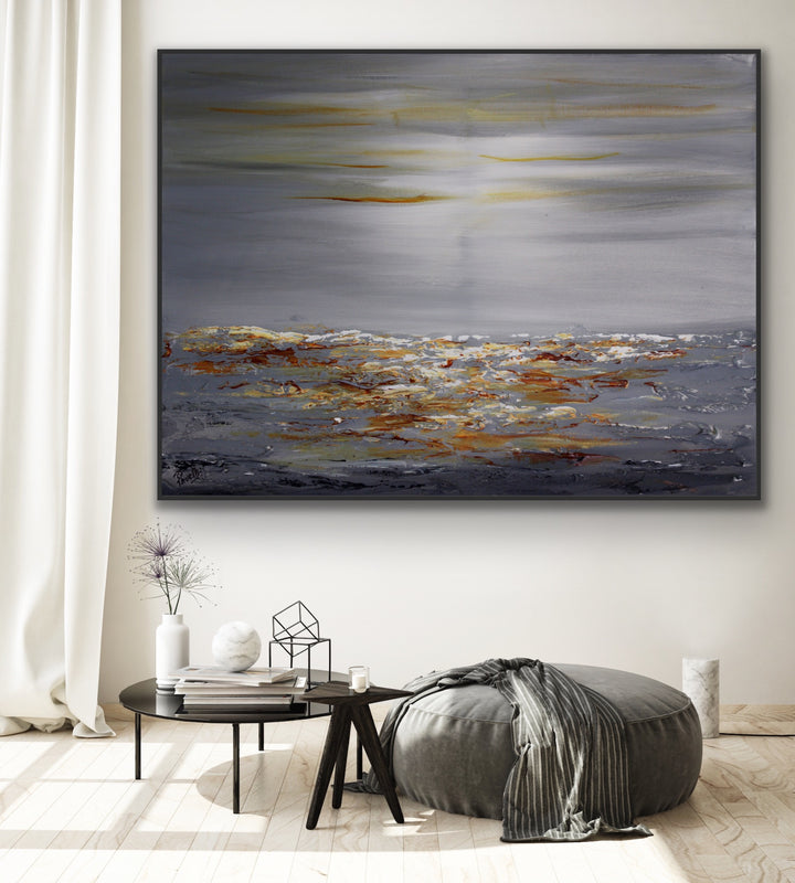 Crystal lake - Custom Art - Coastal art, seascape painting, Abstract painting, Minimalist Art, Framed painting, Wall Art, Modern Wall Decor, Large painting, Local Artist