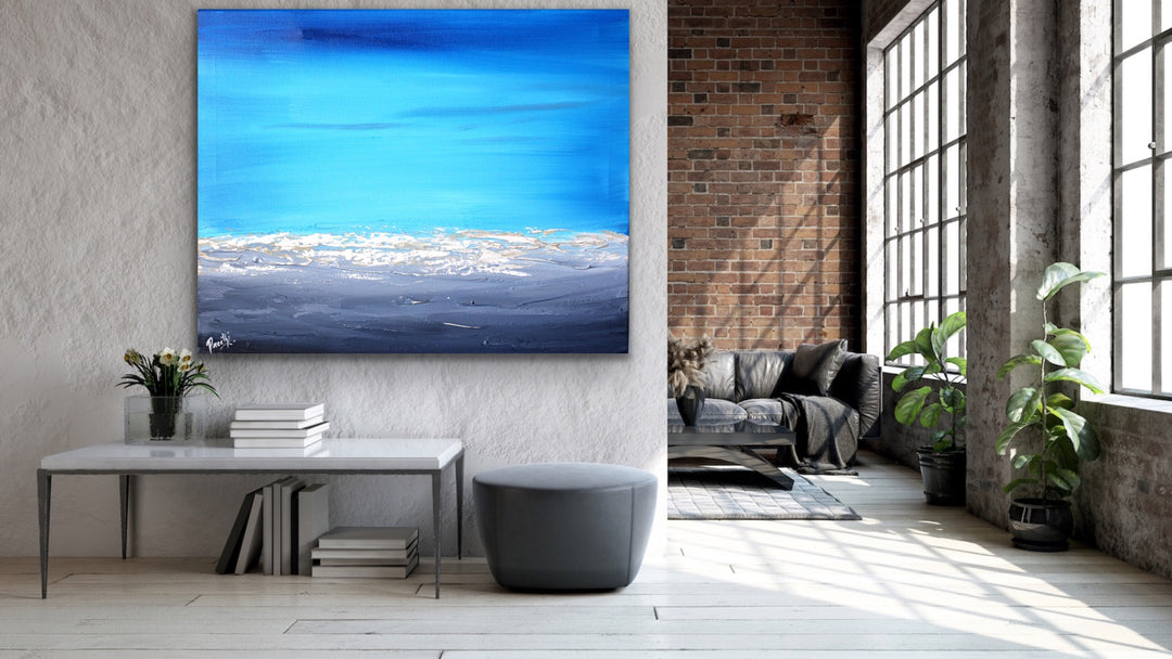 Ocean Blue 3 - Custom Art - Coastal art, seascape painting, Abstract painting, Minimalist Art, Framed painting, Wall Art, Modern Wall Decor, Large painting, Local Artist