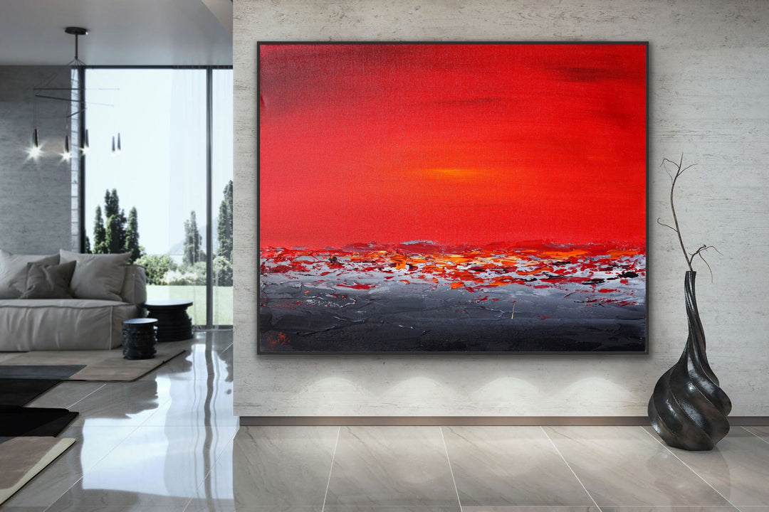 Sunset sea 7 - Custom Art - Coastal art, seascape painting, Abstract painting, Minimalist Art, Framed painting, Wall Art, Modern Wall Decor, Large painting, Local Artist