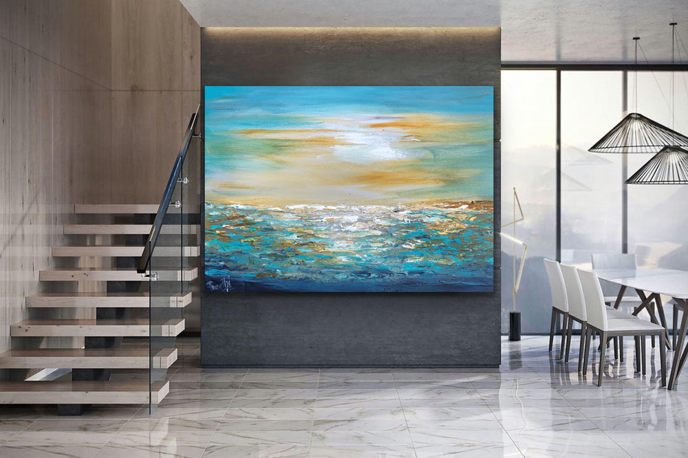 Sailing - Custom Art - Coastal art, seascape painting, Abstract painting, Minimalist Art, Framed painting, Wall Art, Modern Wall Decor, Large painting, Local Artist