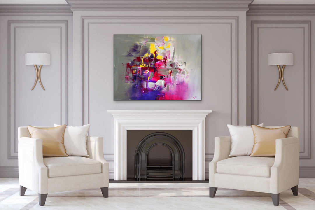 Pink Diamond - 30x40 - Abstract painting, Modern Art, Wall art, Canvas painting, Framed art, Minimalist art