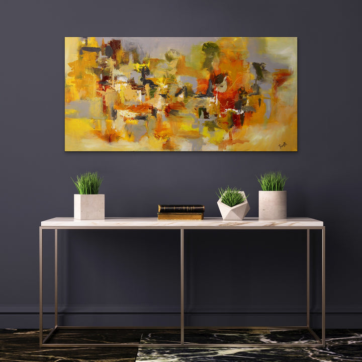 Yellow Sapphire - 24x48 - Original Contemporary Modern Abstract Paintings by Preethi Arts