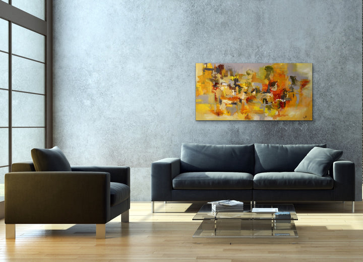 Yellow Sapphire - 24x48 - Original Contemporary Modern Abstract Paintings by Preethi Arts