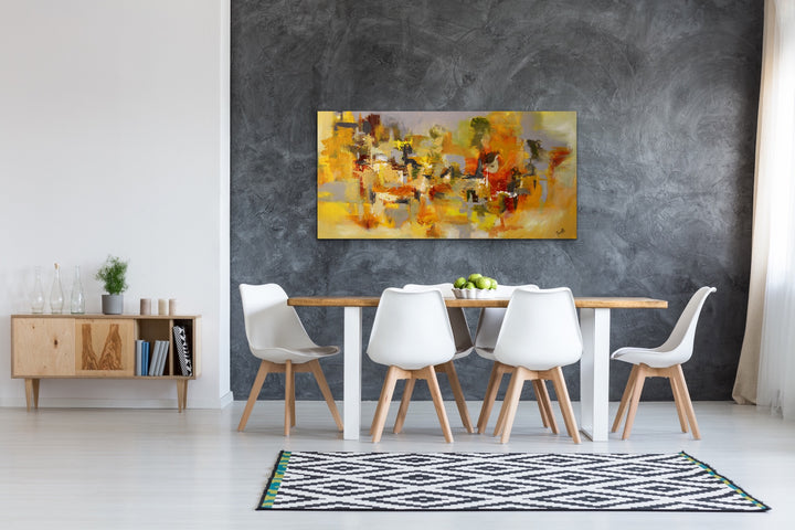 Yellow Sapphire - 24x48 - Original Contemporary Modern Abstract Paintings by Preethi Arts