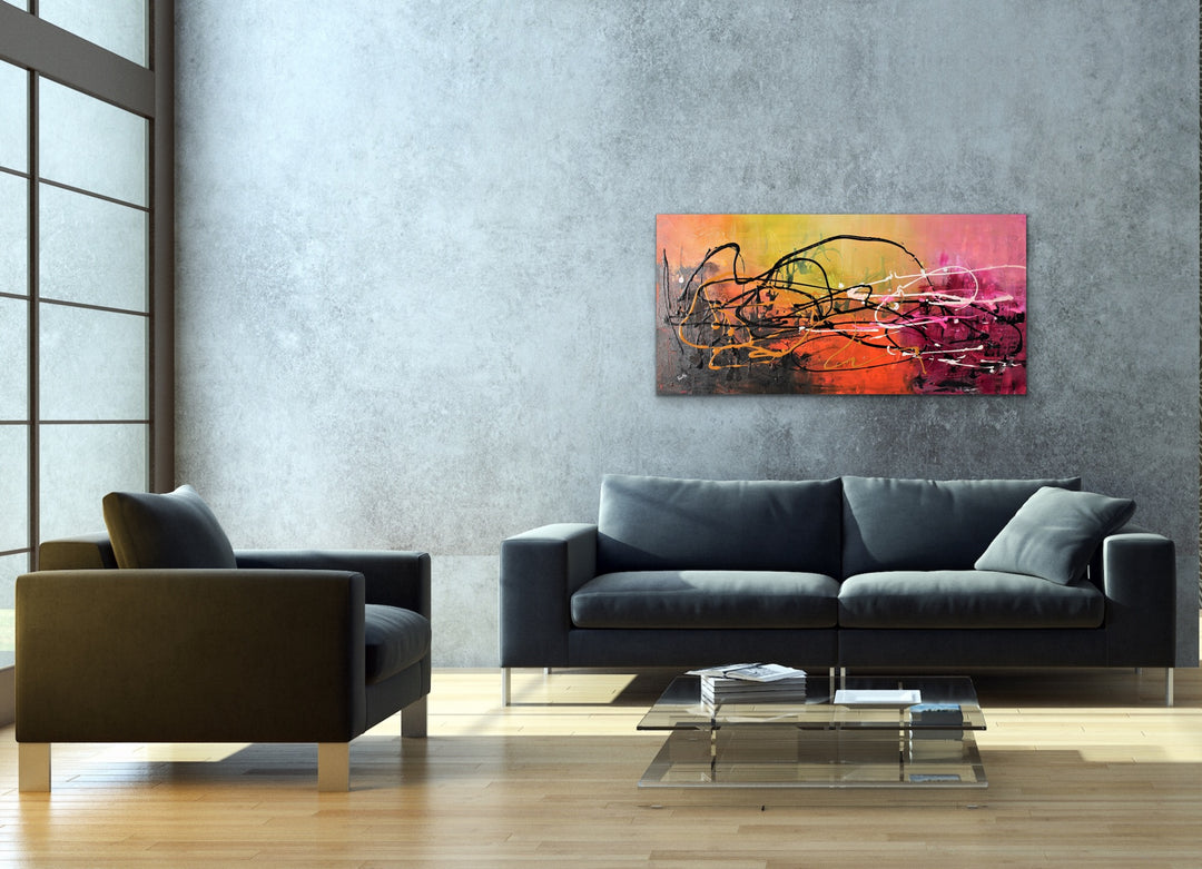 Twister - 24x48 - Original Contemporary Modern Abstract Paintings by Preethi Arts