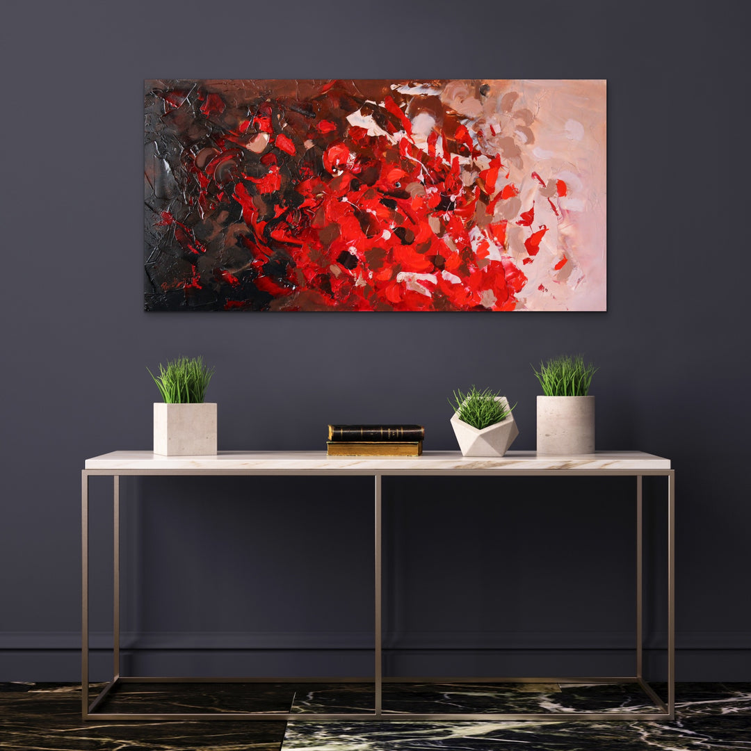 Red Coral - 24x48 - Abstract painting, Modern Art, Wall art, Canvas painting, Framed art, Minimalist art
