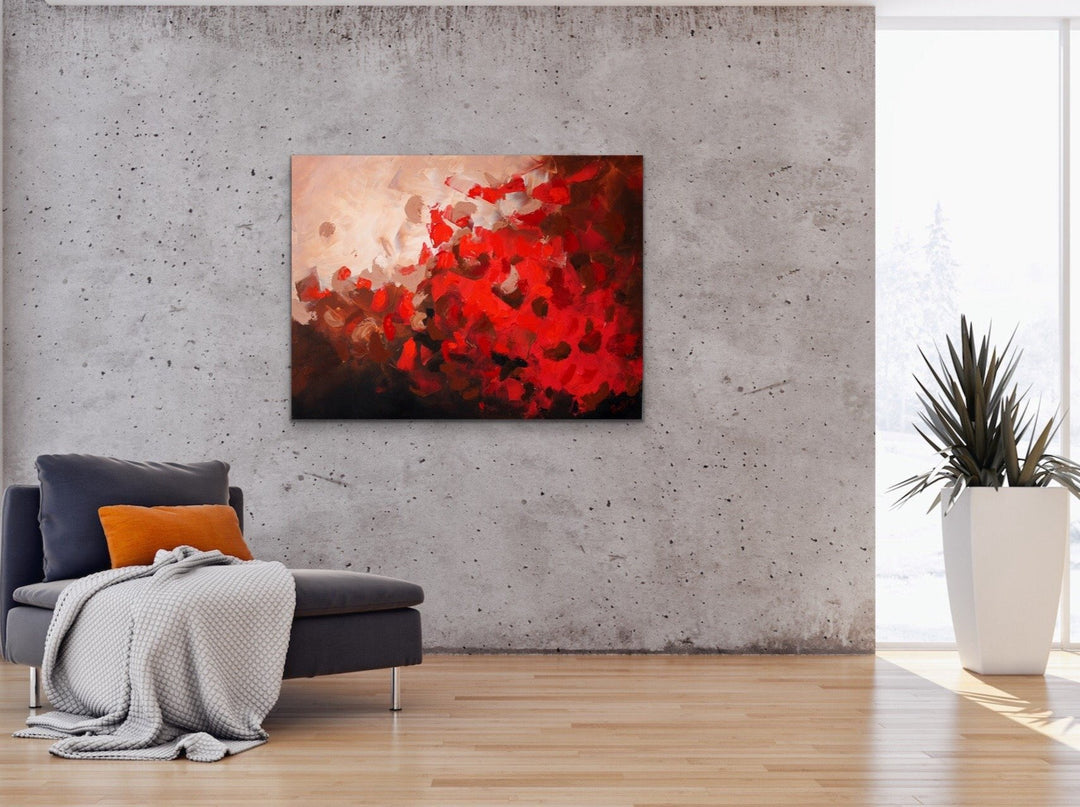 Extra Large Wall Art,Textured Painting,Original Painting, Red & Brown Abstract Painting, Livingroom Decor, Paintings on Canvas Redsky - 30x40 - Preethi Arts
