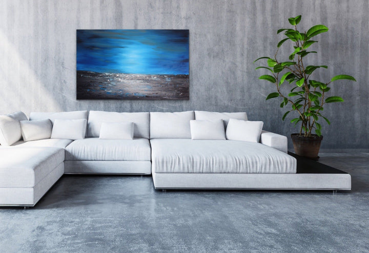 Mystic blue - 48x30 - Abstract painting, Modern Art, Wall art, Canvas painting, Framed art, Minimalist art