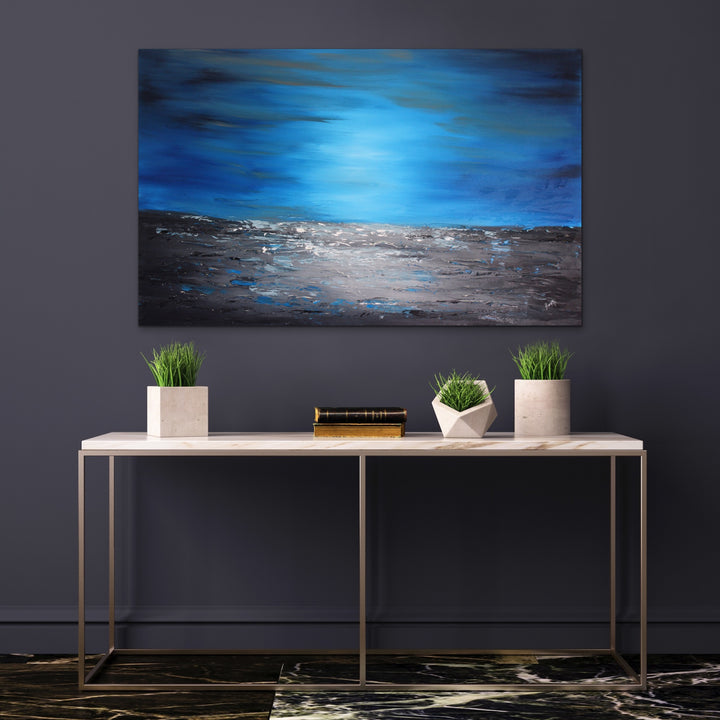 Mystic blue - 48x30 - Abstract painting, Modern Art, Wall art, Canvas painting, Framed art, Minimalist art