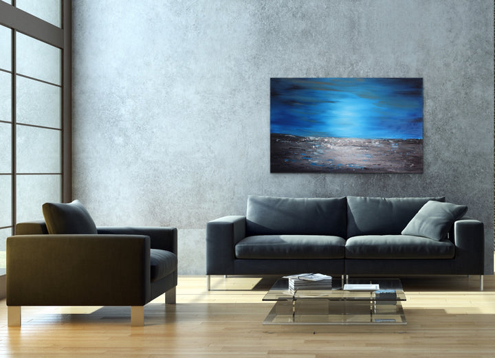 Mystic blue - 48x30 - Abstract painting, Modern Art, Wall art, Canvas painting, Framed art, Minimalist art