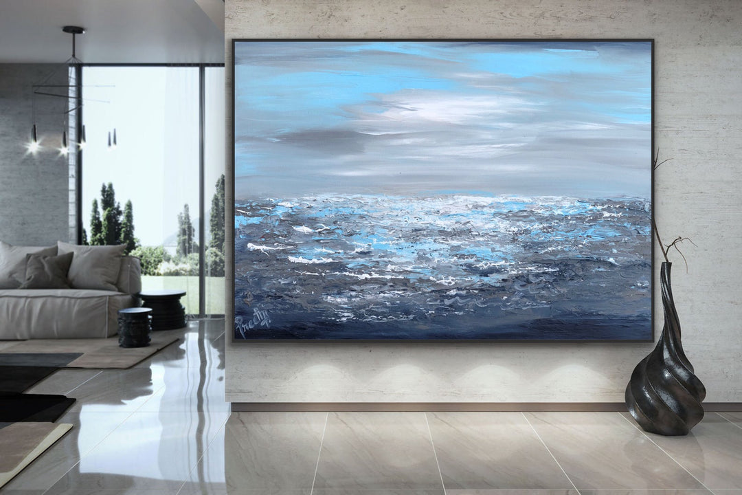 Unforgotten  - Coastal art, seascape painting, Abstract painting, Minimalist Art, Framed painting, Wall Art, Modern Wall Decor, Large painting, Local Artist
