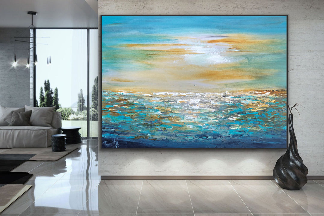 Sailing  - Coastal art, seascape painting, Abstract painting, Minimalist Art, Framed painting, Wall Art, Modern Wall Decor, Large painting, Local Artist