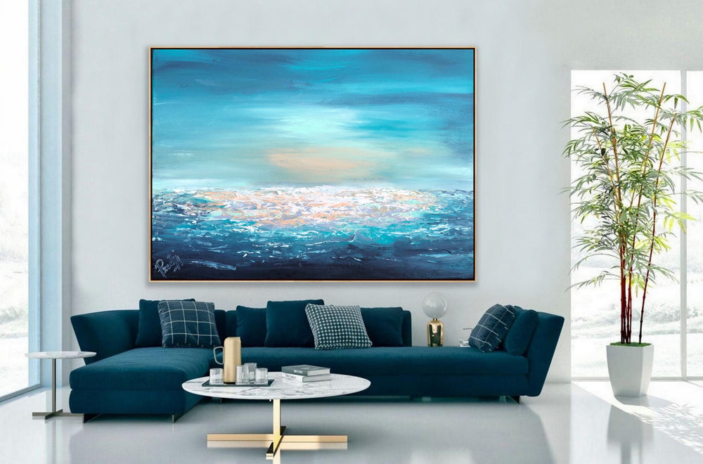 Coastal - Custom Art - Coastal art, seascape painting, Abstract painting, Minimalist Art, Framed painting, Wall Art, Modern Wall Decor, Large painting, Local Artist