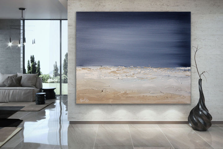 Spacemoon - Custom Art - Coastal art, seascape painting, Abstract painting, Minimalist Art, Framed painting, Wall Art, Modern Wall Decor, Large painting, Local Artist