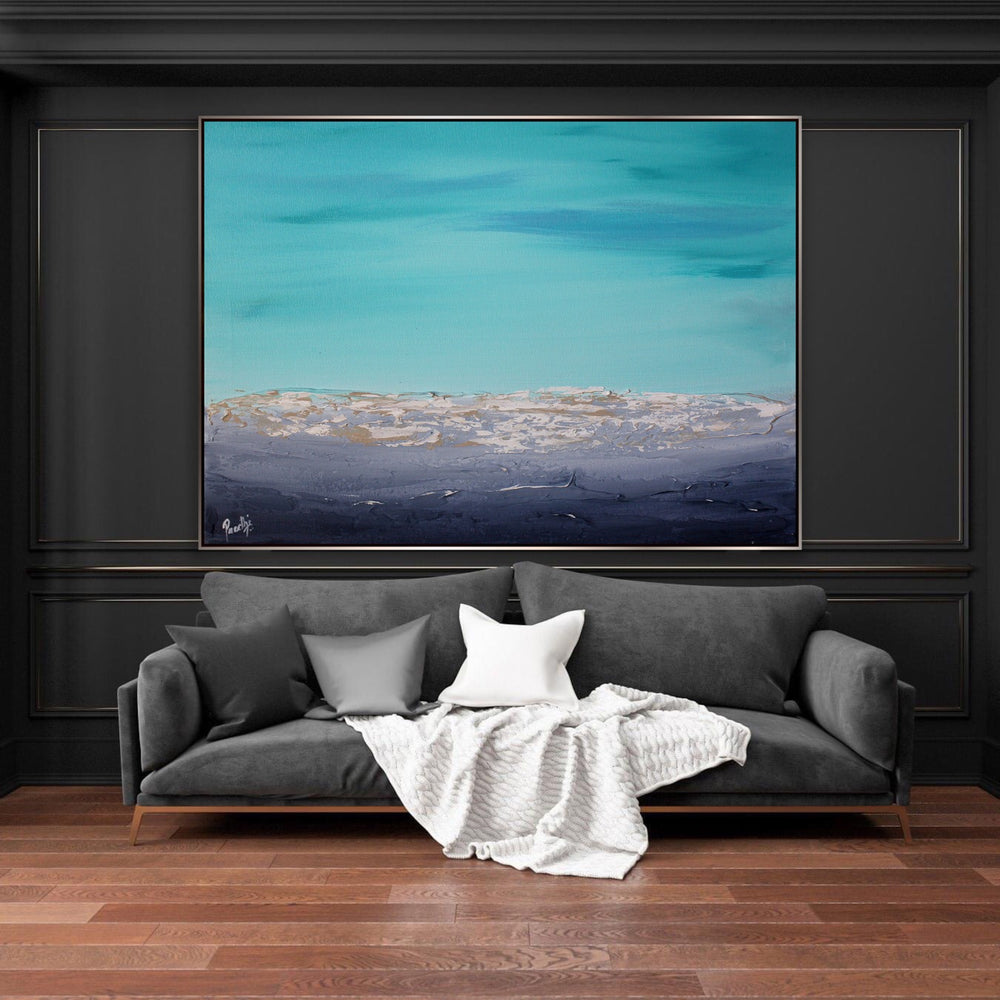 Calm waves - Custom Art - Coastal art, seascape painting, Abstract painting, Minimalist Art, Framed painting, Wall Art, Modern Wall Decor, Large painting, Local Artist