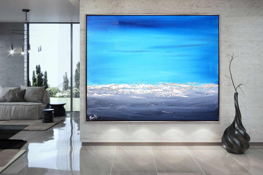 Ocean Blue 3 - Custom Art - Coastal art, seascape painting, Abstract painting, Minimalist Art, Framed painting, Wall Art, Modern Wall Decor, Large painting, Local Artist