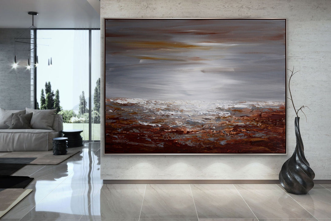 The Bay  - Coastal art, seascape painting, Abstract painting, Minimalist Art, Framed painting, Wall Art, Modern Wall Decor, Large painting, Local Artist