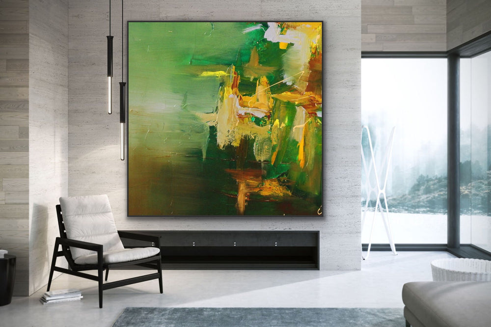 Green Emerald - Custom Art - Abstract painting, Minimalist Art, Framed painting, Wall Art, Wall Decor, Large painting, Local Artist
