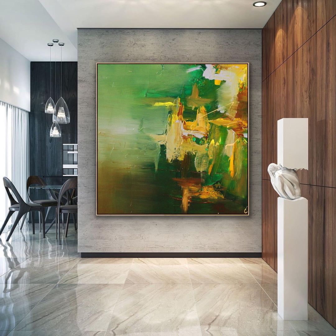 Green Emerald  - Abstract painting, Minimalist Art, Framed painting, Wall Art, Wall Decor, Large painting, Local Artist