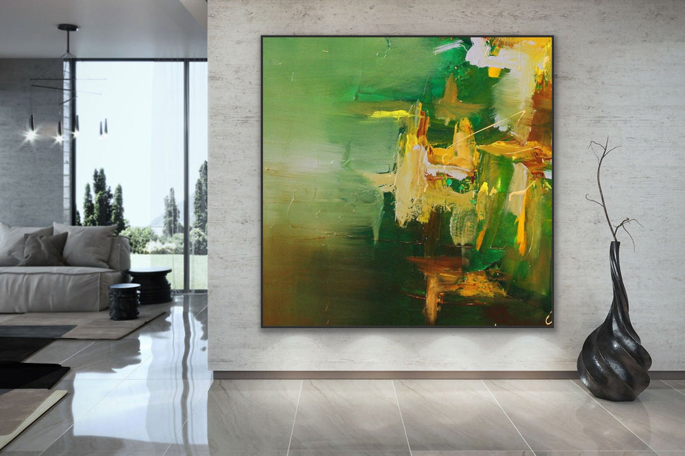 Green Emerald - Custom Art - Abstract painting, Minimalist Art, Framed painting, Wall Art, Wall Decor, Large painting, Local Artist