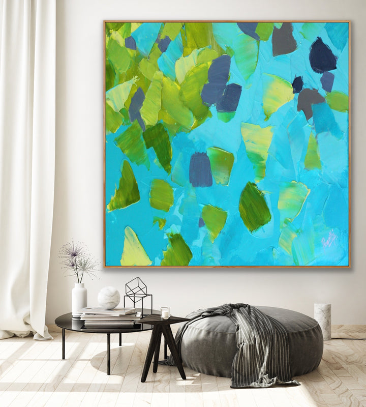 Lake side - Custom Art - Abstract painting, Minimalist Art, Framed painting, Wall Art, Wall Decor, Large painting, Local Artist