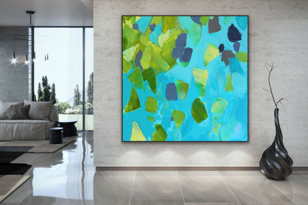 Lake side - Custom Art - Abstract painting, Minimalist Art, Framed painting, Wall Art, Wall Decor, Large painting, Local Artist