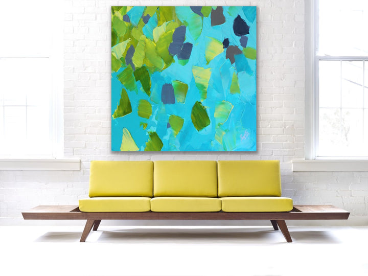 Lake side - Custom Art - Abstract painting, Minimalist Art, Framed painting, Wall Art, Wall Decor, Large painting, Local Artist