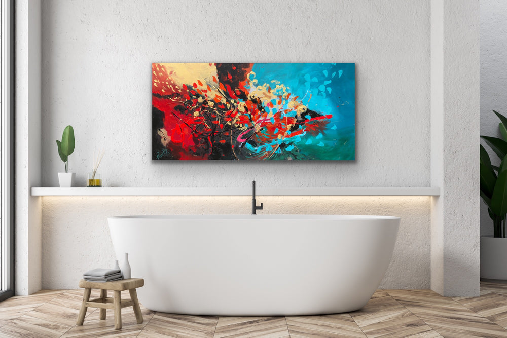 Happy Mood - 24x48 - Abstract painting, Modern Art, Wall art, Canvas painting, Framed art, Minimalist art