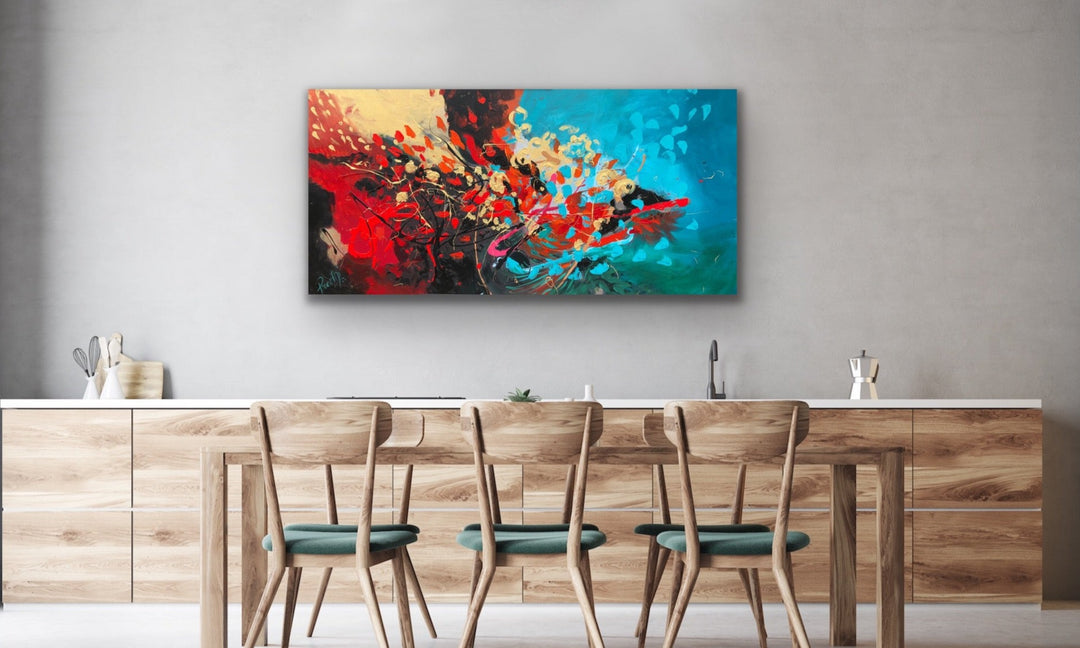 Happy Mood - 24x48 - Abstract painting, Modern Art, Wall art, Canvas painting, Framed art, Minimalist art