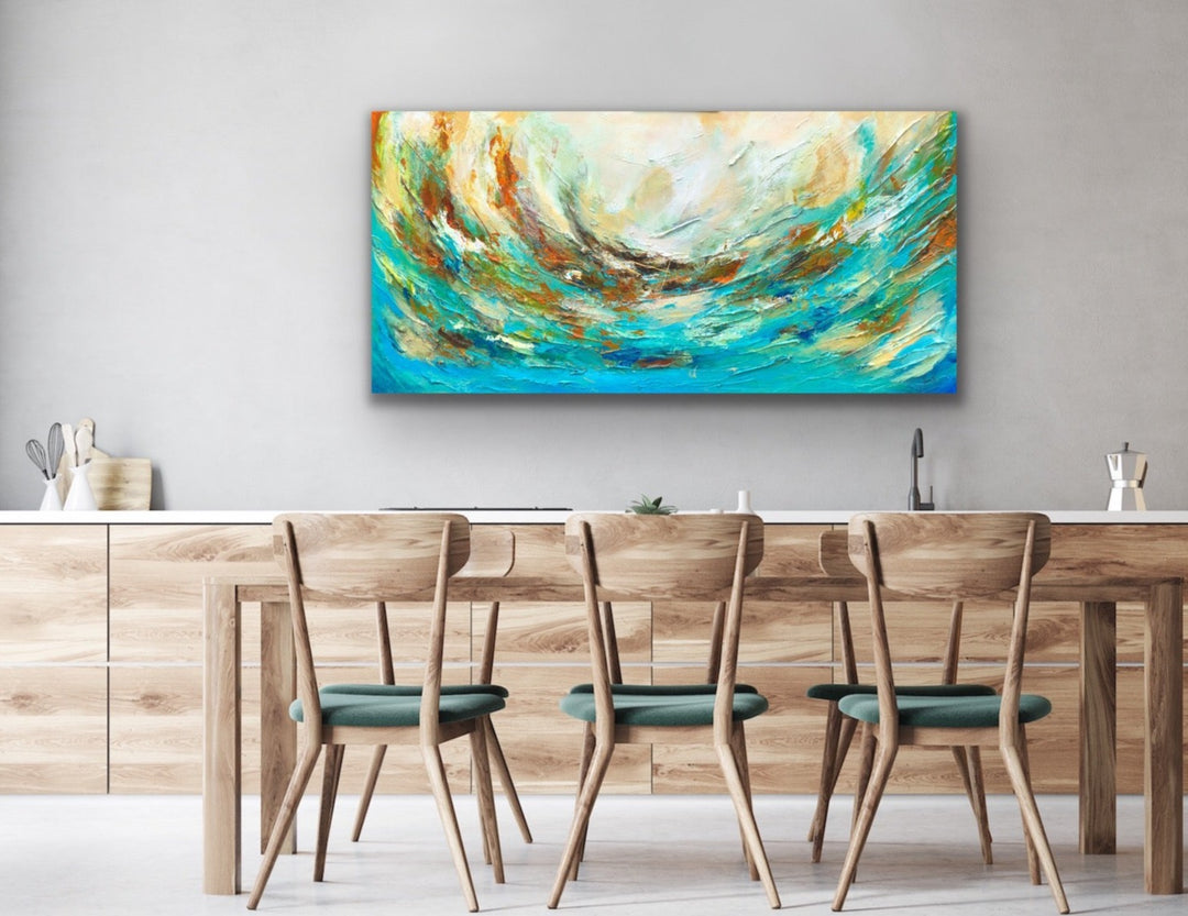 The storm - 24x48 - Original Contemporary Modern Abstract Paintings by Preethi Arts