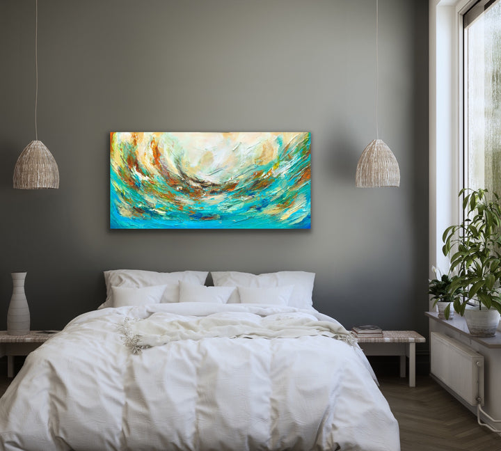 The storm - 24x48 - Original Contemporary Modern Abstract Paintings by Preethi Arts