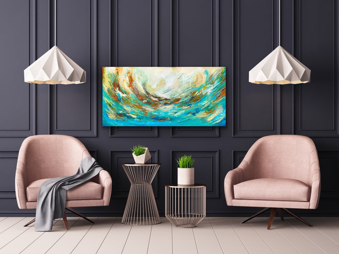 The storm - 24x48 - Original Contemporary Modern Abstract Paintings by Preethi Arts