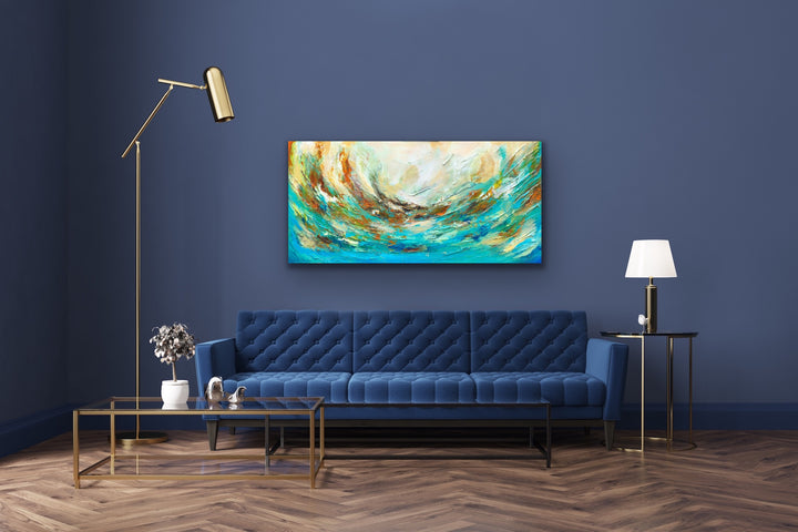 The storm - 24x48 - Original Contemporary Modern Abstract Paintings by Preethi Arts
