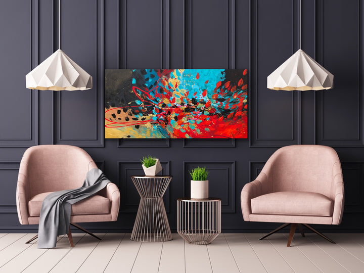 Joyous - 24x48 -Abstract painting, Modern Art, Wall art, Canvas painting, Framed art, Minimalist art