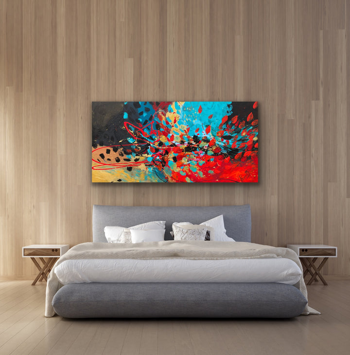 Joyous - 24x48 -Abstract painting, Modern Art, Wall art, Canvas painting, Framed art, Minimalist art