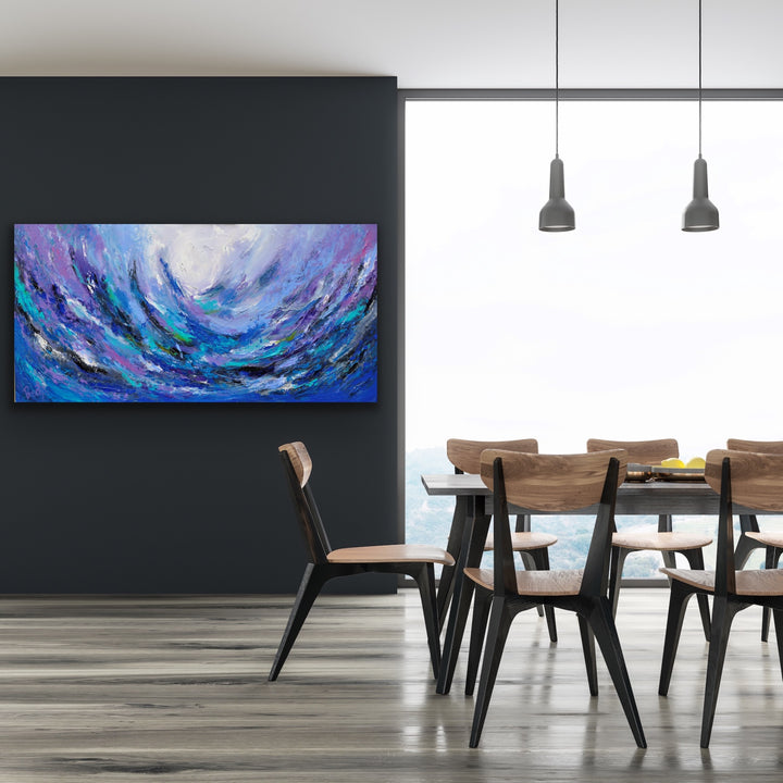 Spark in the sea - 24x48 - Abstract painting, Modern Art, Wall art, Canvas painting, Framed art, Minimalist art