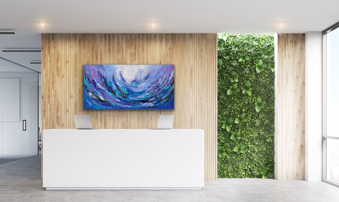 Spark in the sea - 24x48 - Abstract painting, Modern Art, Wall art, Canvas painting, Framed art, Minimalist art