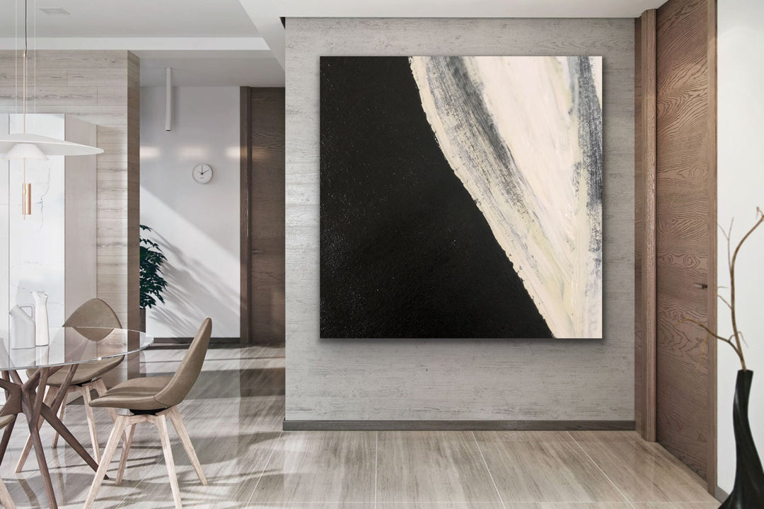 Silky - Custom Art - Large abstract art gold oversized painting black abstract art 