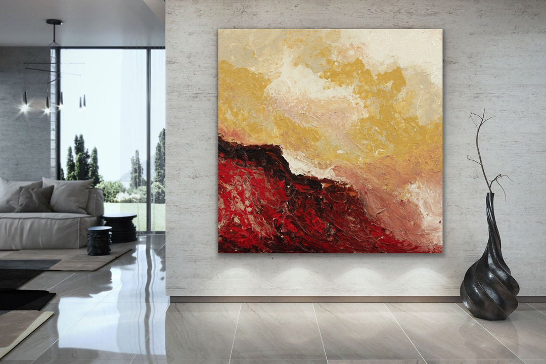 Plain field  - Large abstract art gold oversized painting black abstract art 