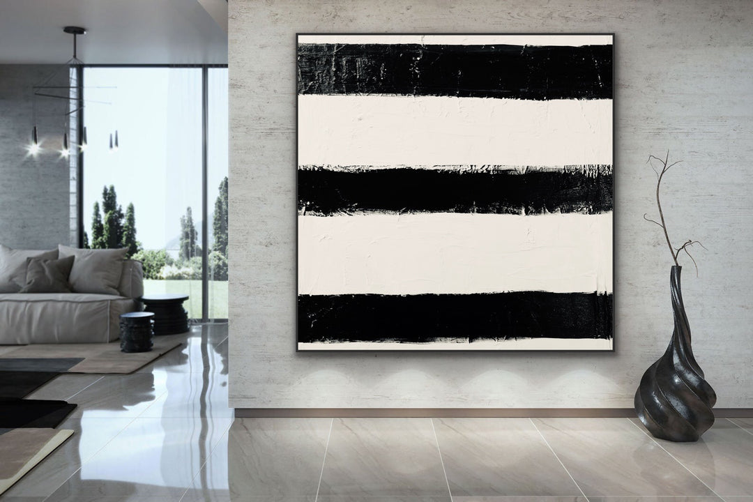 Runway - Large abstract art gold oversized painting black abstract art 