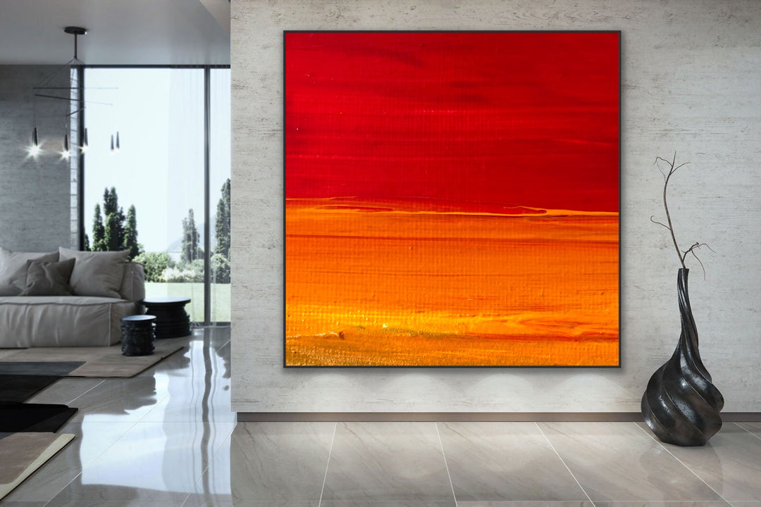Vermilion  - Large abstract art gold wall art wall decor textured art decor office decor