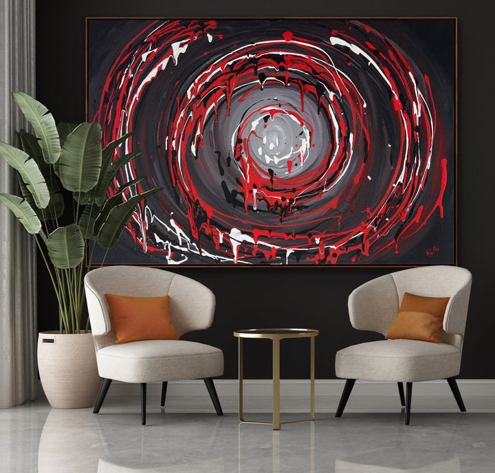 Raspberry swirls - Custom Art - Abstract painting, Minimalist Art, Framed painting, Wall Art, Wall Decor, Large painting, Local Artist