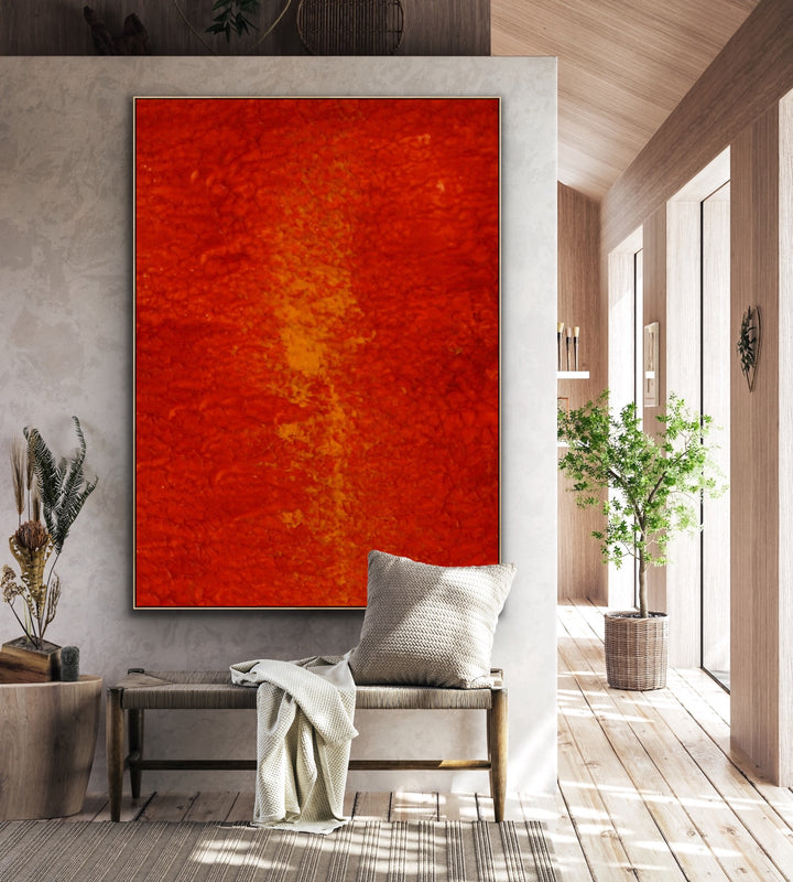 minimalist art, orange painting, abstract painting Deep carrot  - Preethi Arts