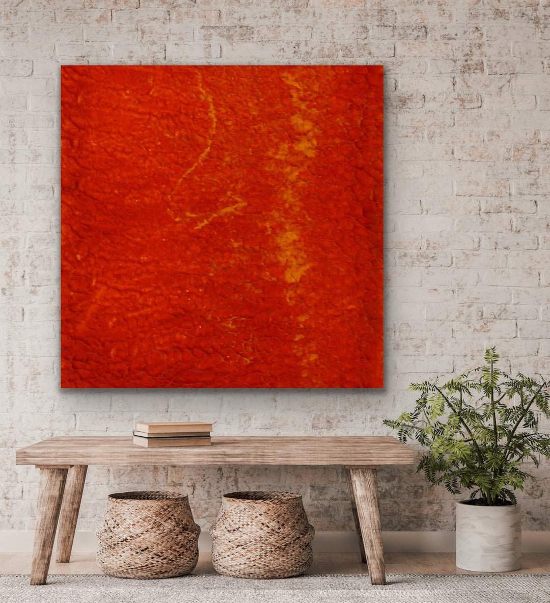 Large abstract painting, modern art, Wall art, Deep carrot  - Preethi Arts