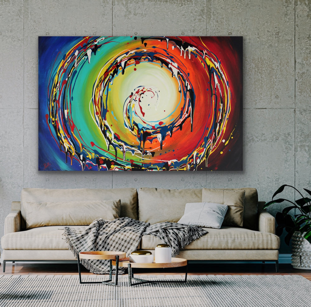 Colorful swirls - Custom Art - Abstract painting, Minimalist Art, Framed painting, Wall Art, Wall Decor, Large painting, Local Artist