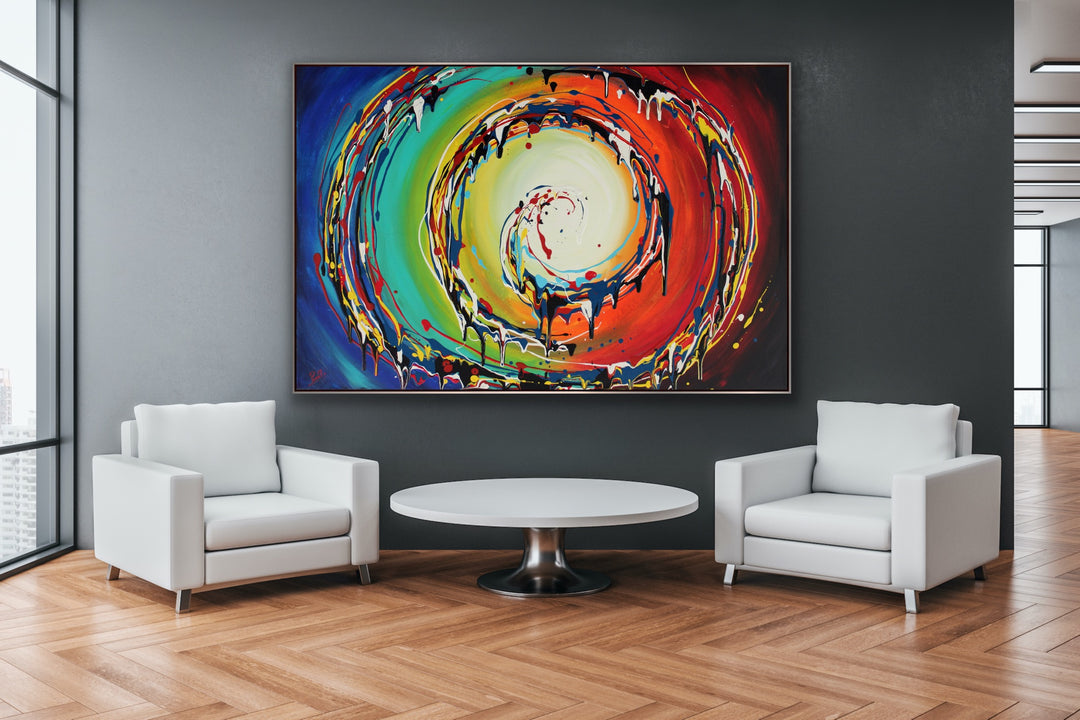 Colorful swirls - Custom Art - Abstract painting, Minimalist Art, Framed painting, Wall Art, Wall Decor, Large painting, Local Artist