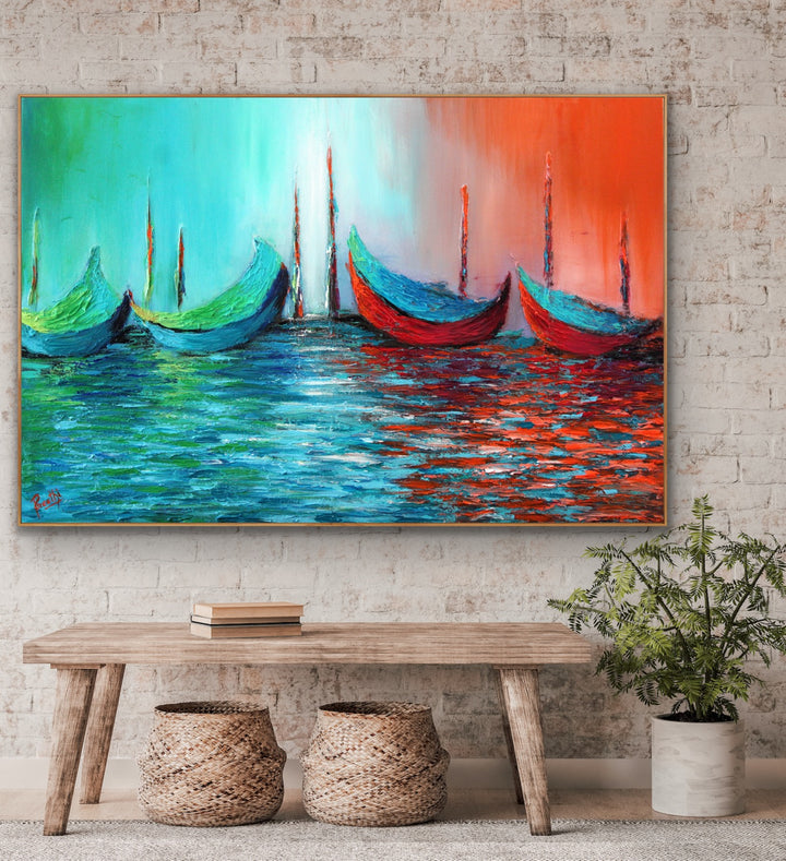Reflecting down  - Coastal art, seascape painting, Abstract painting, Minimalist Art, Framed painting, Wall Art, Modern Wall Decor, Large painting, Local Artist