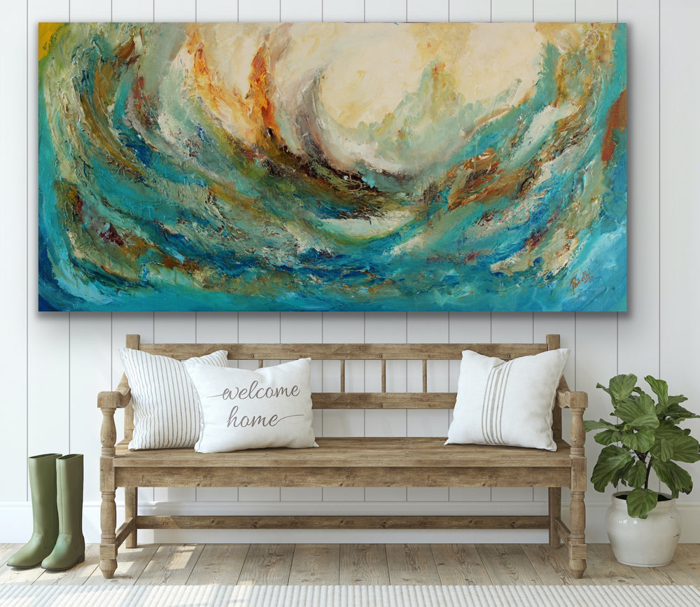 Tsunami - Custom Art - Coastal art, seascape painting, Abstract painting, Minimalist Art, Framed painting, Wall Art, Modern Wall Decor, Large painting, Local Artist